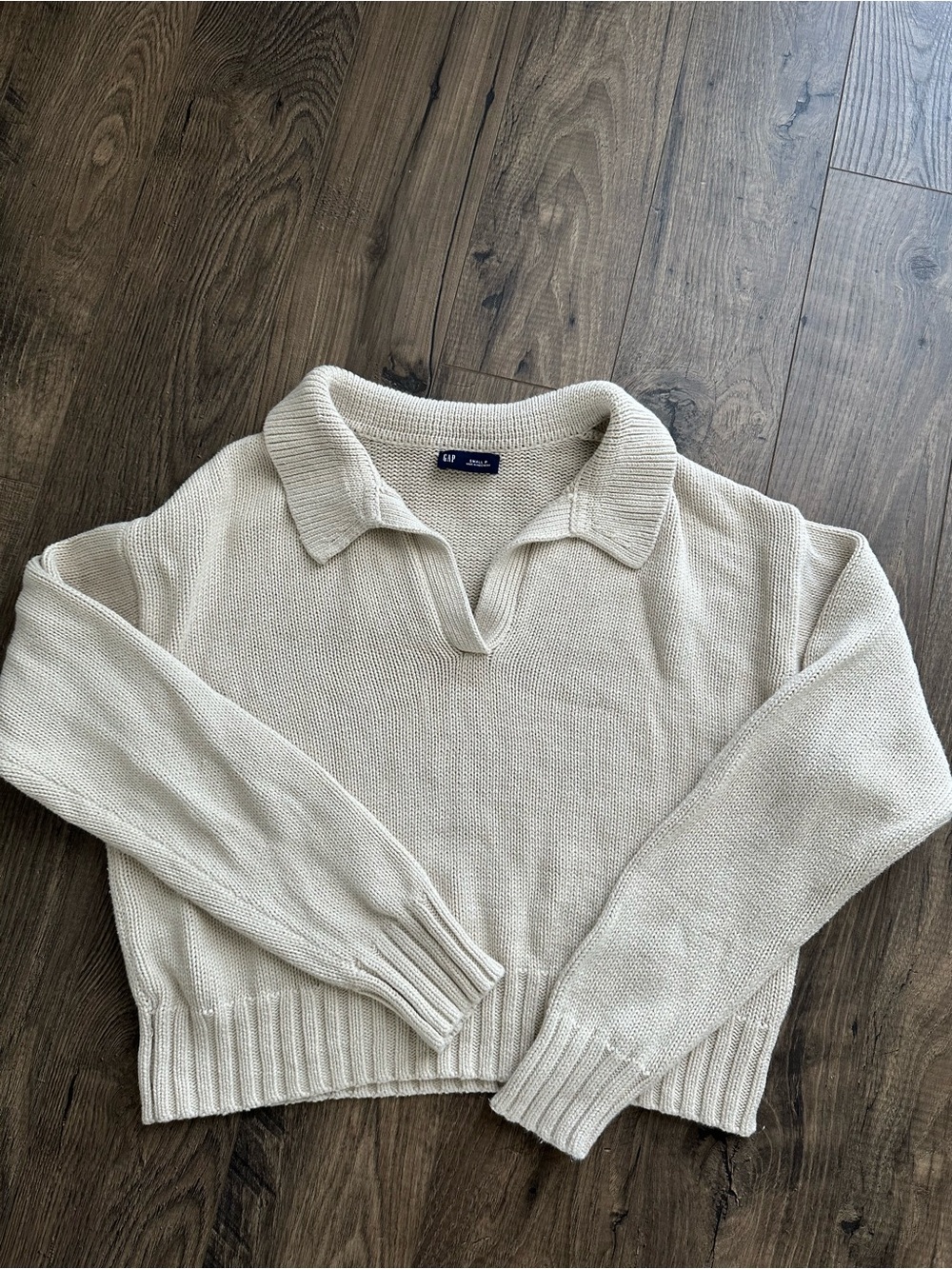 Gap 100% cotton knit polo sweater in beige